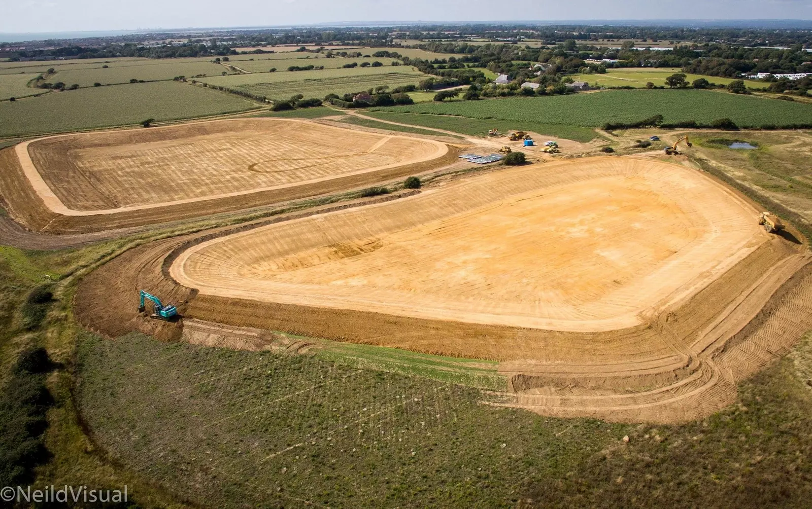 Reservors excavated and compacted ready for lining 